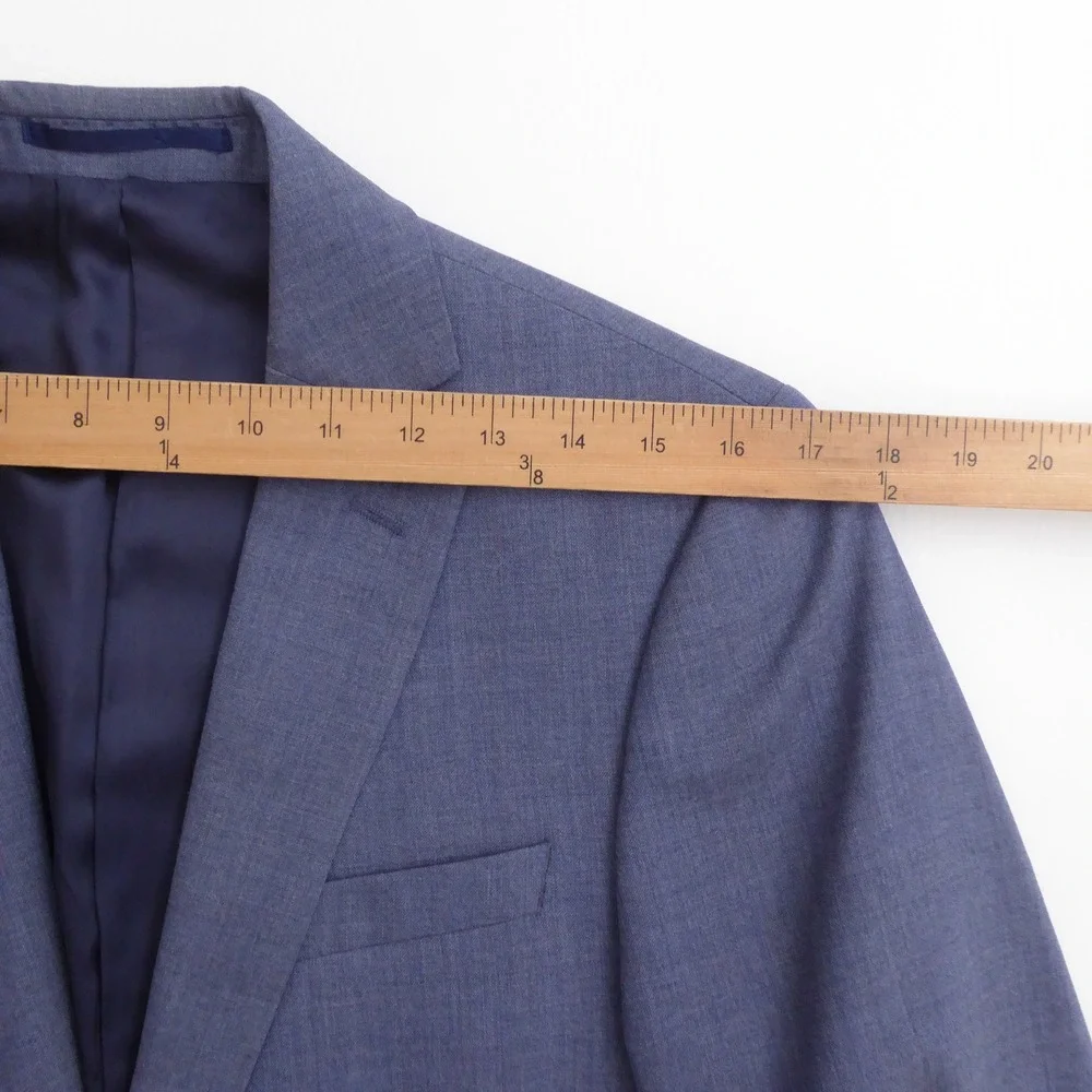 Charles Tyrwhitt Men Blazer Dew Blue Merino Wool 38R Extra Slim Fit